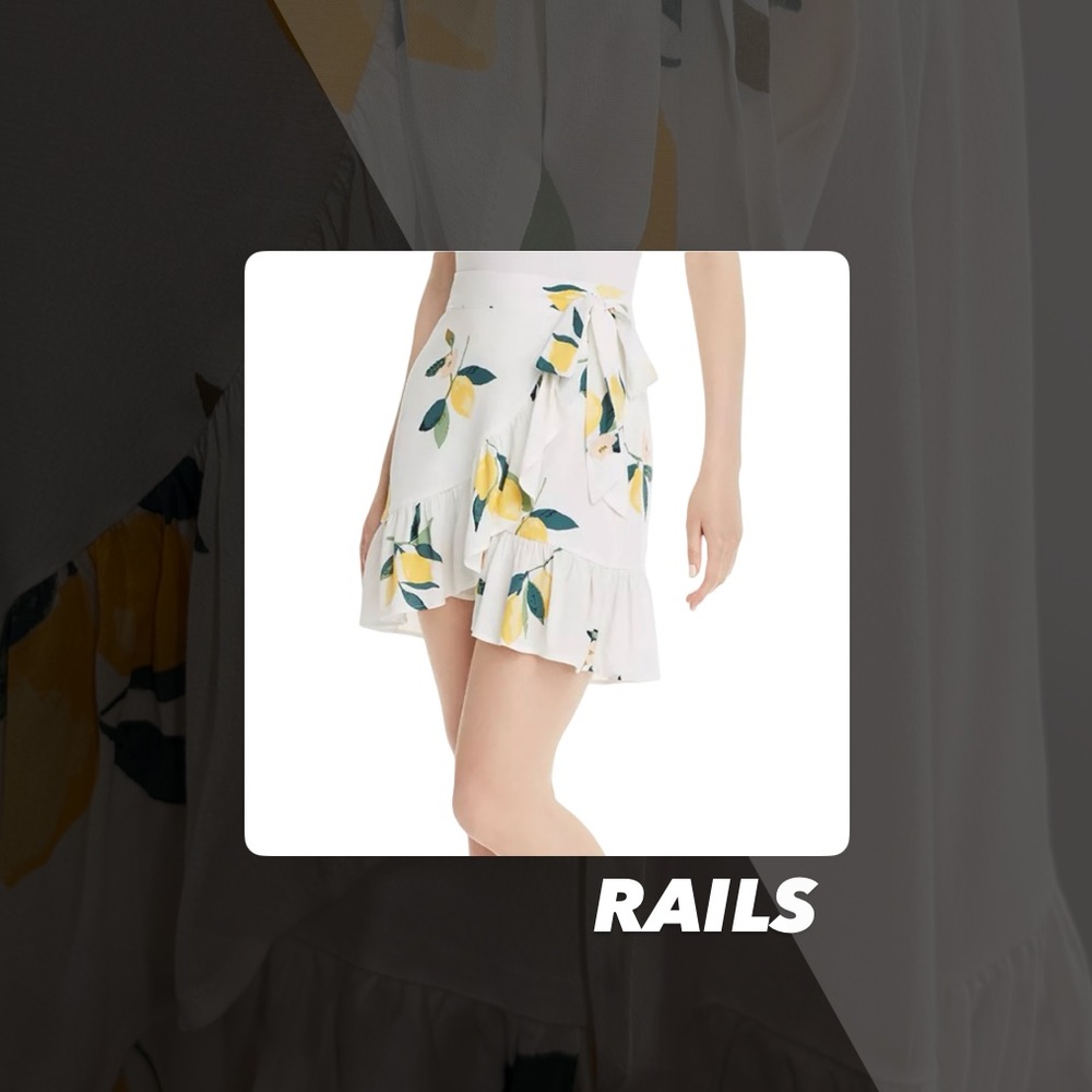 EUC Rails Etienne Lemon Print Wrap Skirt